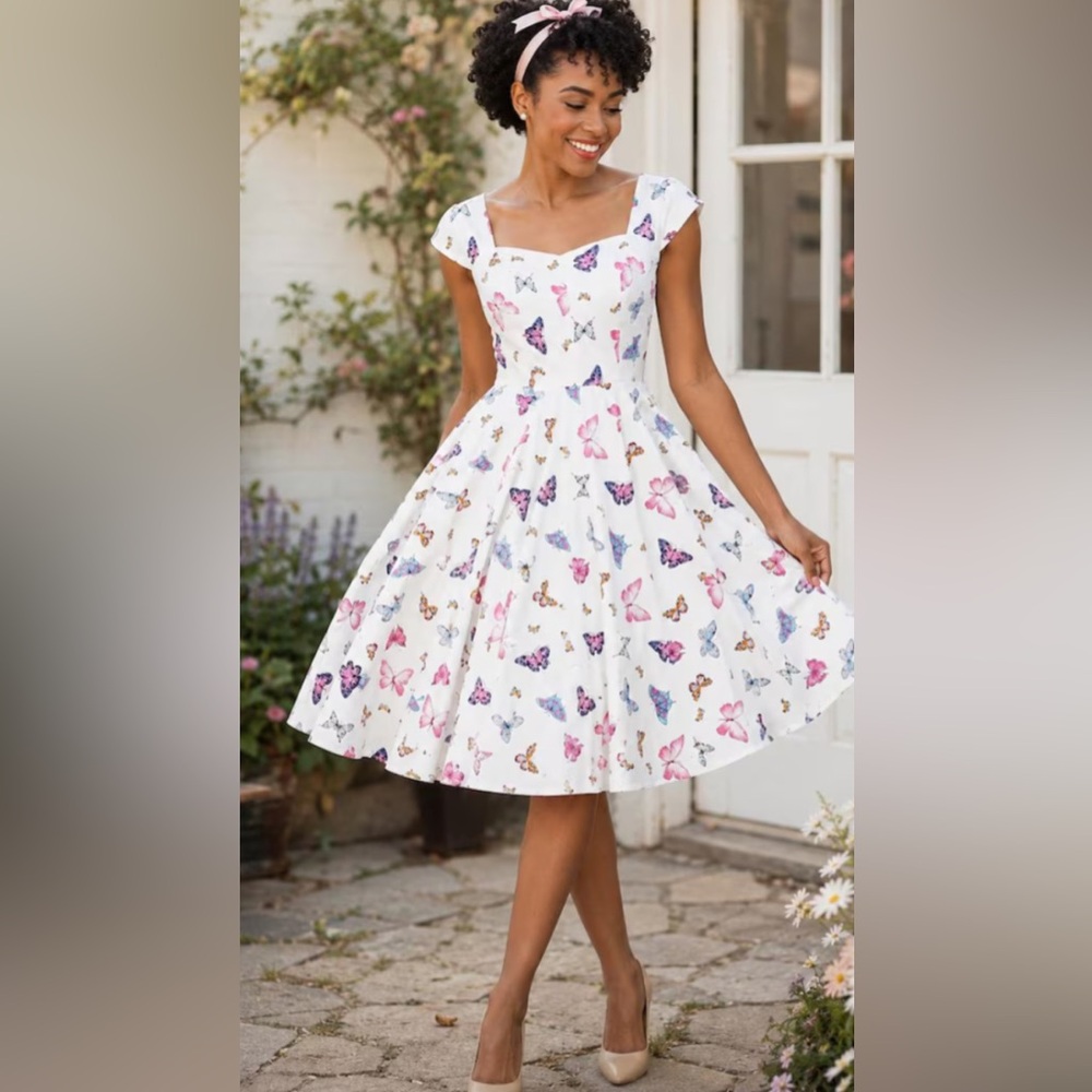 New 1950s -style Butterfly Swing Dress